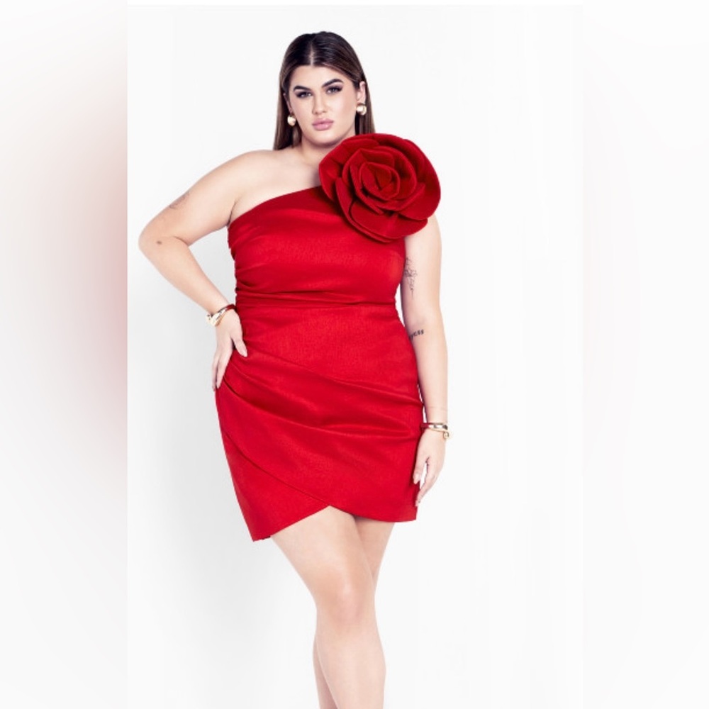 City Chic Keira dress, color sexy red NWT sz. 16(small City Chic sizing)